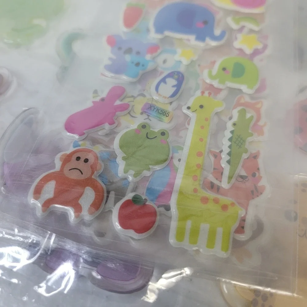 Jungle Gel Animal Party‎ Decorations Supplies Safari Puffy Zoo Stickers Set New